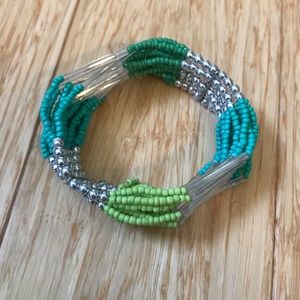 Multi-Strand Beaded Bracelet in Hues of Green
